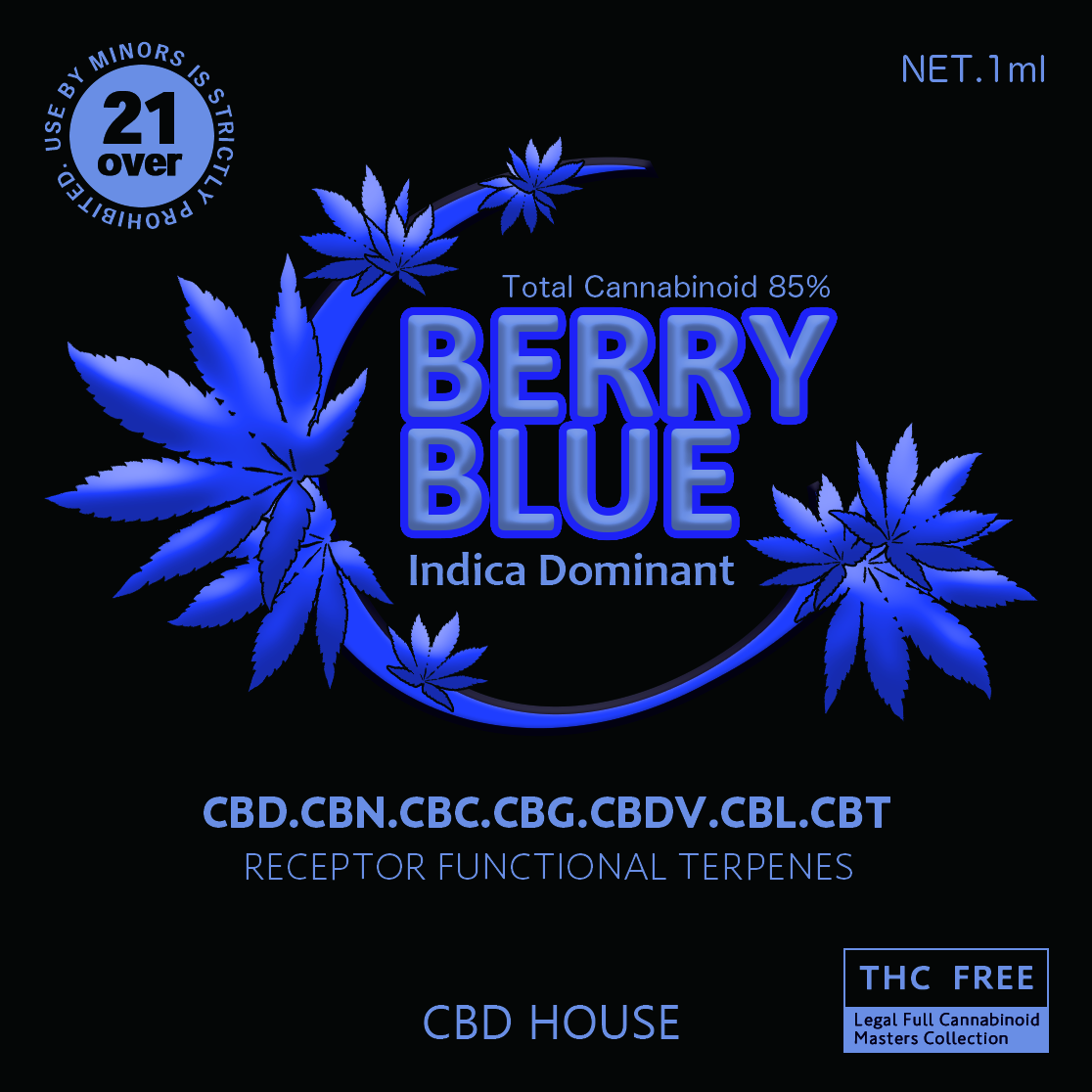 【ナチュラルリキッド】 ♦︎BERRY BLUE♦︎ CRD 40% H2OCBG 5% CBG Dist 5% CBN Dist 25% CBC 10% テルペン 15% 内容量 / NET. 1ml ☆本製品で約200回使用可能☆