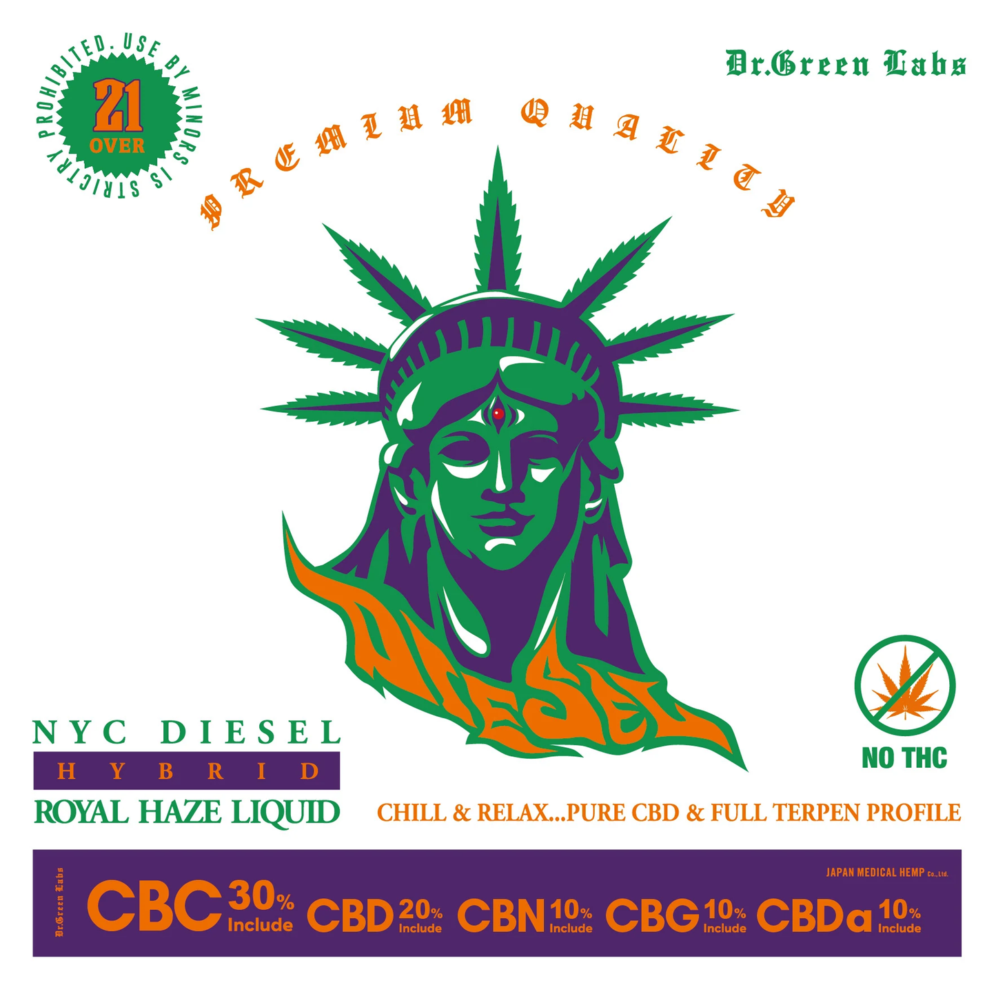 【CBCリキッド】♦︎NYC DIESEL♦︎ CBC 30% CBD 20% CBN 10% CBG 10% CBDA 10%《Dr. Green Labs》内容量 / NET WET. 1ml ☆本製品で200回使用可能☆