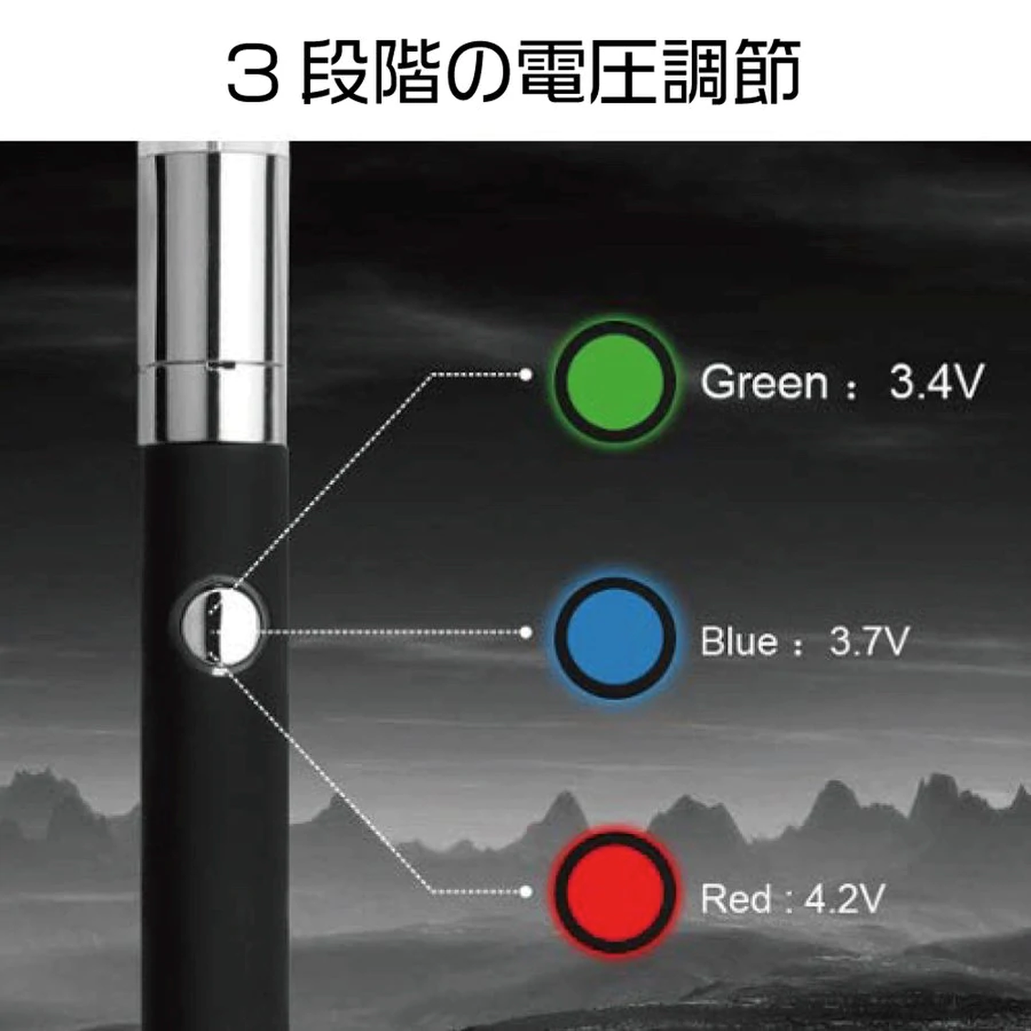 【 Airistech airis V2.0 Quaser Battery 】 ベイプペン バッテリー350mAh 510スレッド対応 CBD/CBN/CBG リキッド ワックス